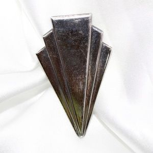 Sterling Silver Modernist Fanned Brooch Brooch Pin